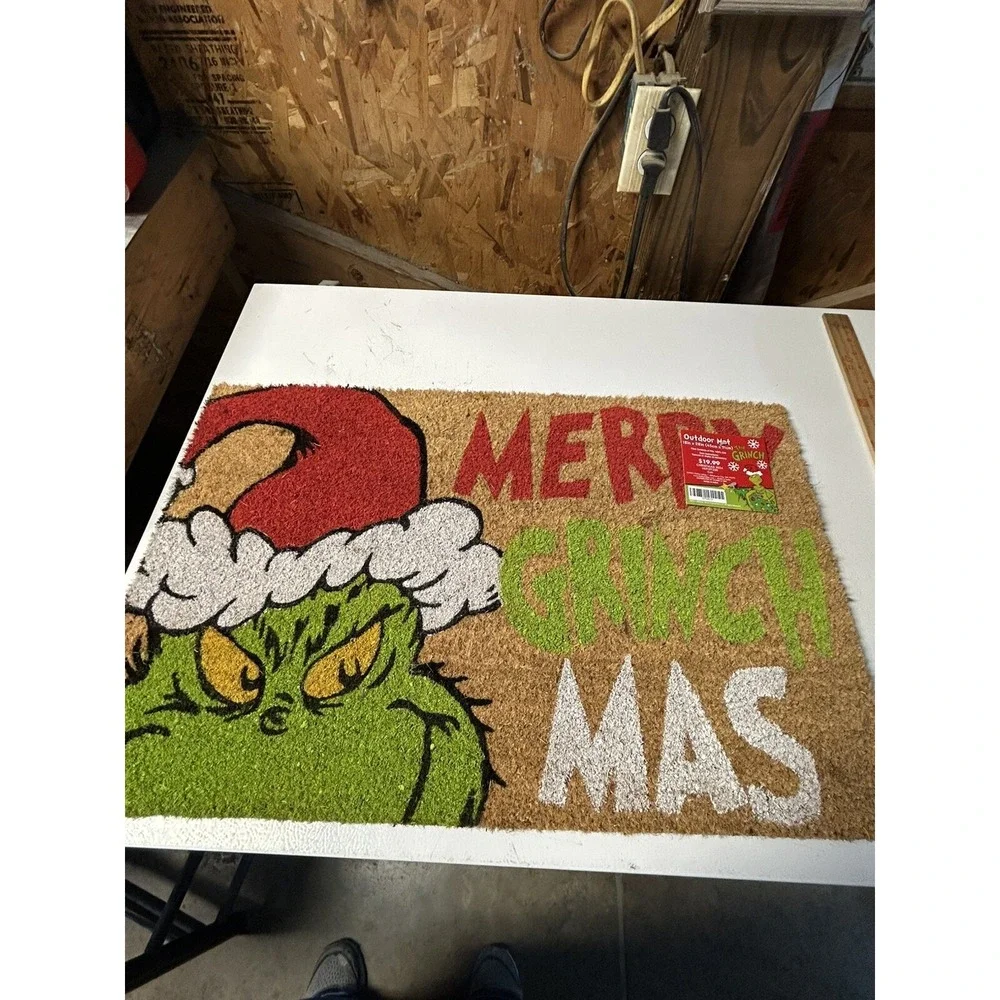 Grinch Christmas Green Outdoor Mat Rug 18x28 - Merry Grinch Mas